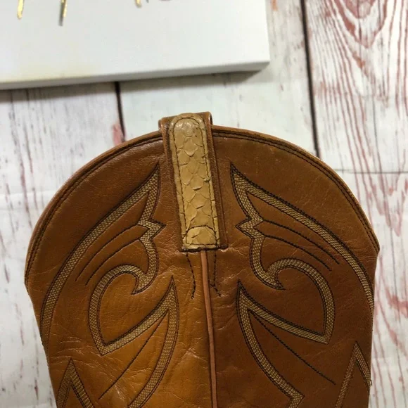 Dan Post Men's Tan Exotic SnakeSkin & Leather Western Boots 11 - Picture 14 of 16